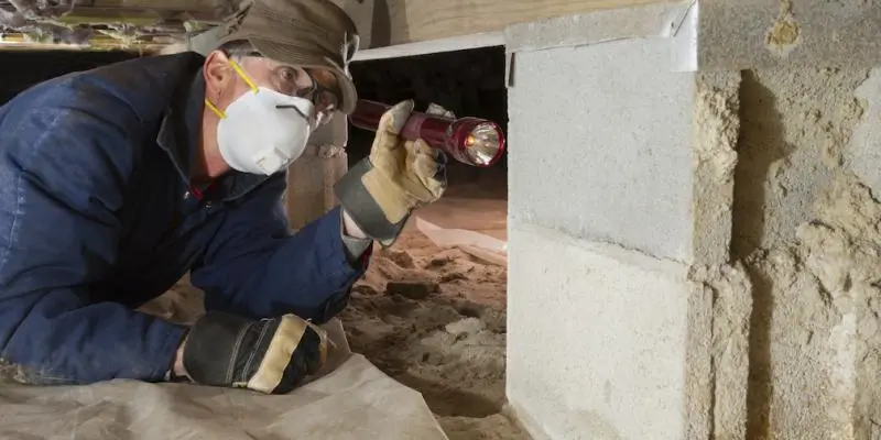 Hero image for the blog post "New Orleans Termites: The Ultimate Guide" - a pest control technician performing termite treatment