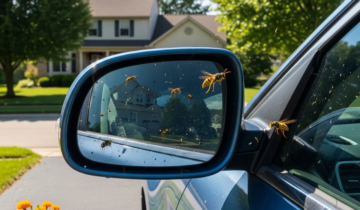 Wasps Buzzing Around Car Mirrors